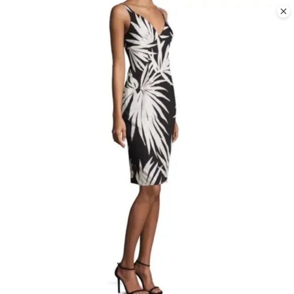 Milly Black and White Palm Print Dress